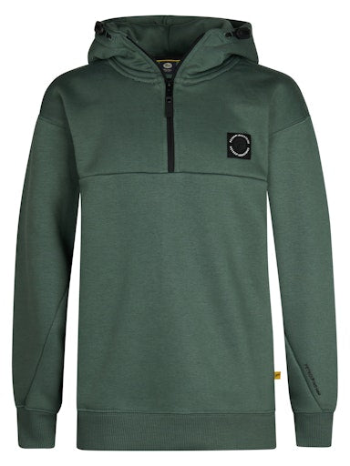 Jongens Sweater Hooded Zip van Petrol in de kleur Green Smoke in maat 176.