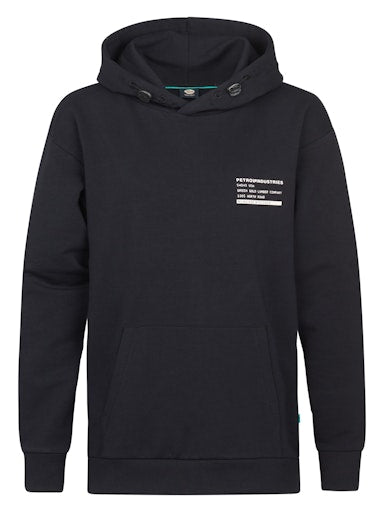 Jongens Sweater Hooded Print van Petrol in de kleur Deep Black in maat 176.