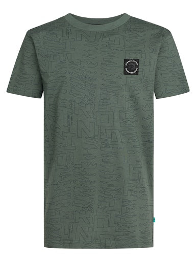 Jongens T-Shirt SS AOP van Petrol in de kleur Green Smoke in maat 176.