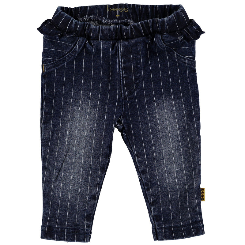 B.E.S.S. Pants Denim Striped Ruffle - Bubbles & Bo