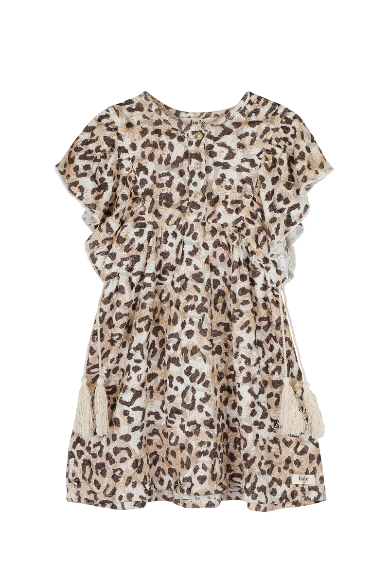 Meisjes Dress SS Bejis van Baje Studio in de kleur Animal AOP in maat 134-140.