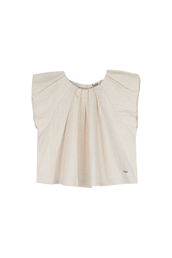 Meisjes Blouse Moire van Baje Studio in de kleur Beige in maat 134-140.