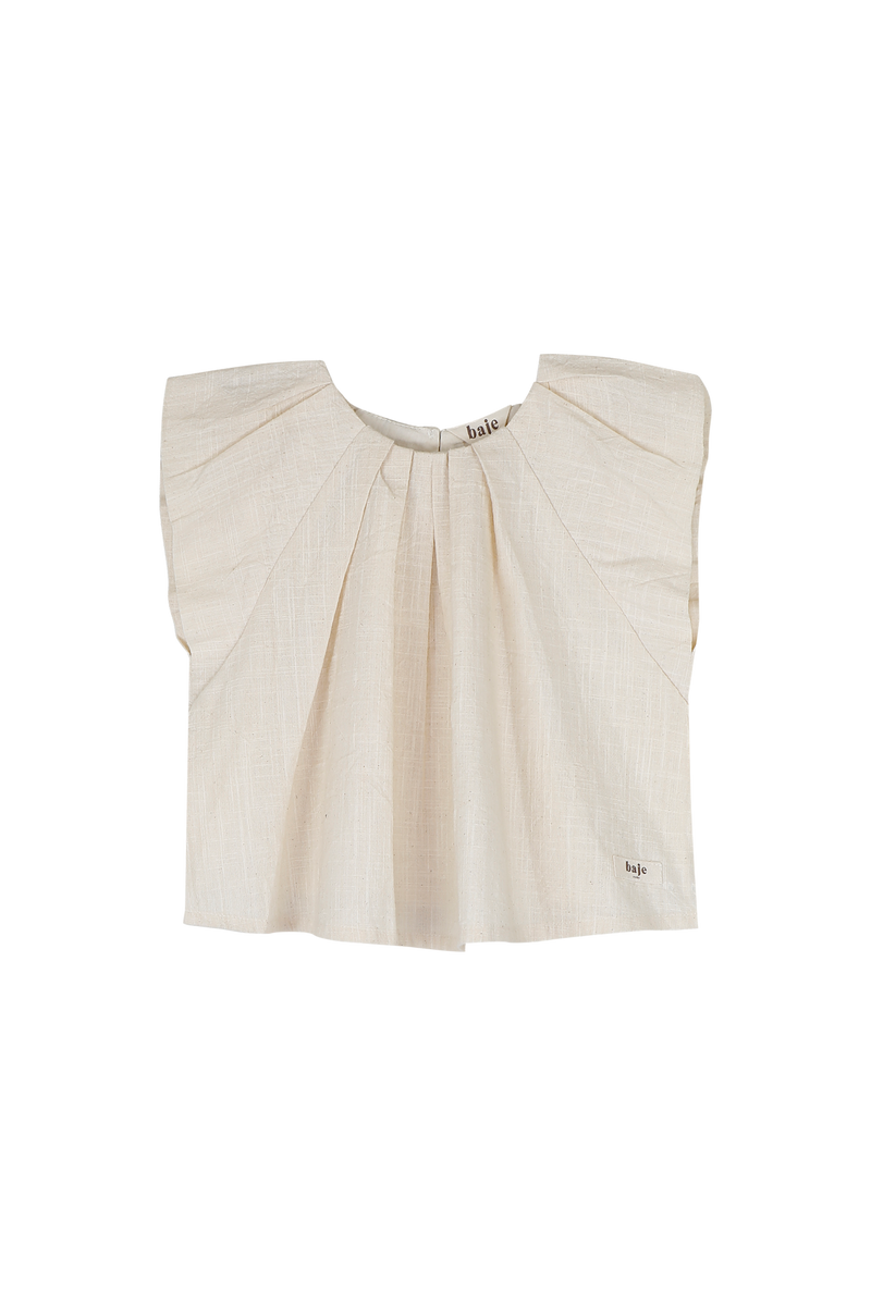 Meisjes Blouse Moire van Baje Studio in de kleur Beige in maat 134-140.