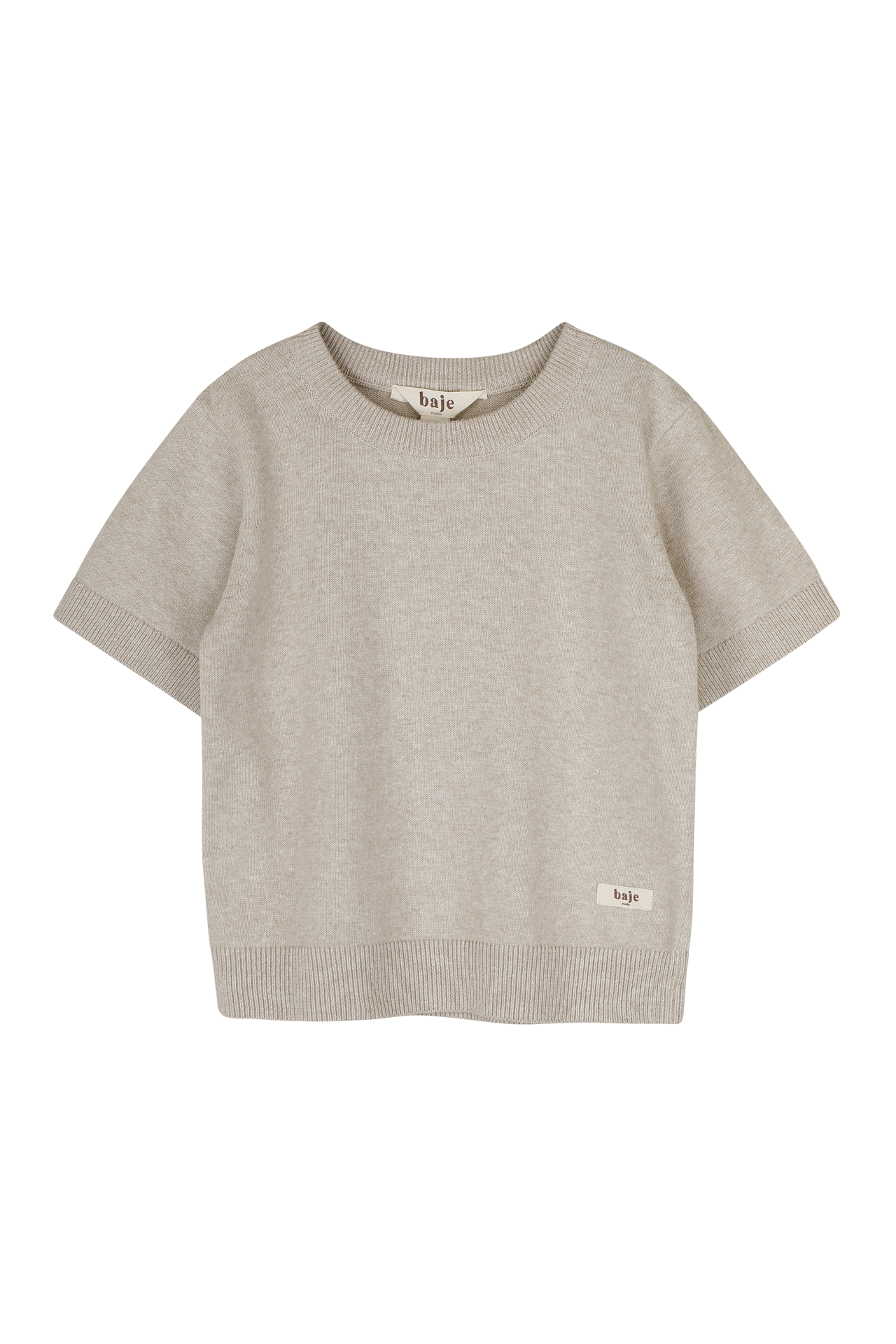 Jongens Knitted SS Cruz van Baje Studio in de kleur Sand melange in maat 134-140.