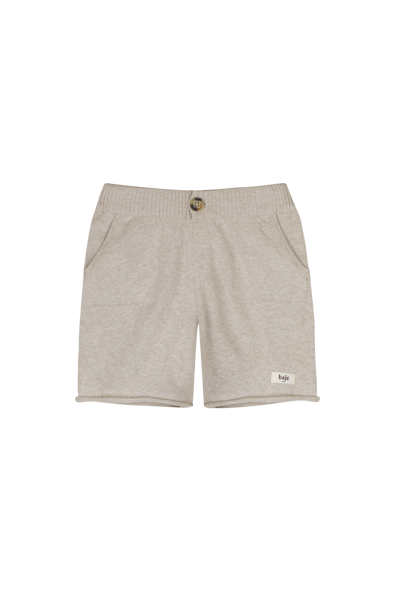 Jongens Knitted Shorts Sebastian van Baje Studio in de kleur Sand melange in maat 134-140.