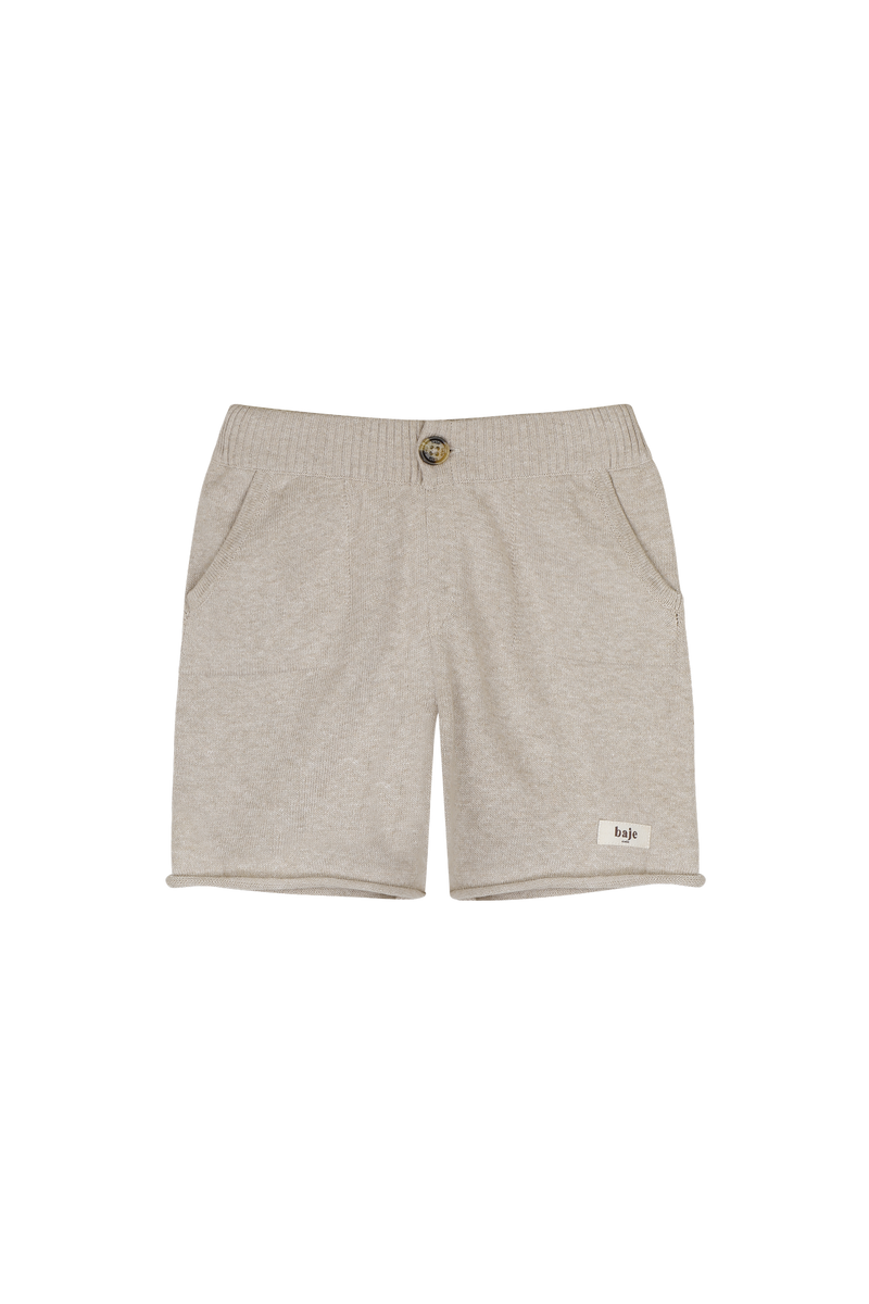 Jongens Knitted Shorts Sebastian van Baje Studio in de kleur Sand melange in maat 134-140.