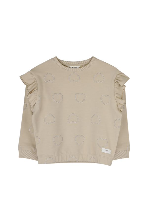 Meisjes Sweaters hearts Vitoria van Baje Studio in de kleur Creme fawn in maat 134-140.