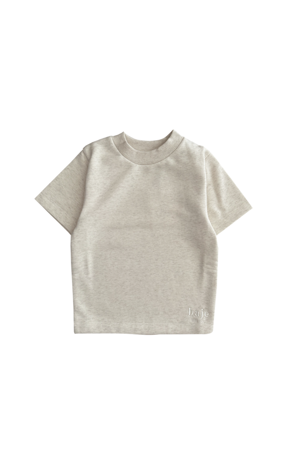 Jongens T-Shirt Alfaro van Baje Studio in de kleur Creme melange in maat 134-140.