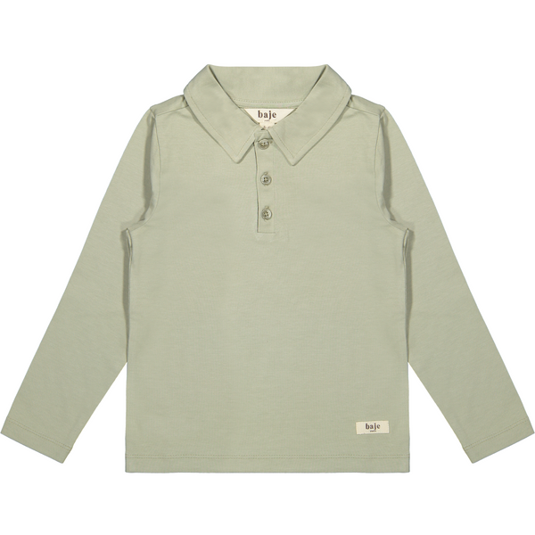 Jongens Longsleeve Polo Broc van Baje Studio in de kleur Green pistache in maat 134-140.