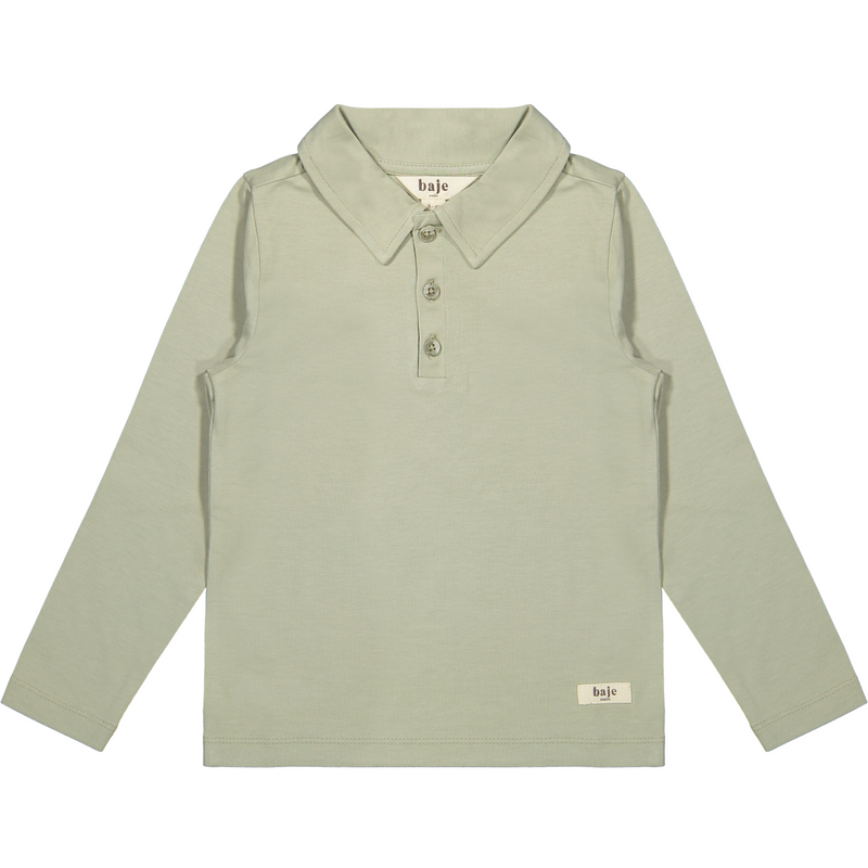 Jongens Longsleeve Polo Broc van Baje Studio in de kleur Green pistache in maat 134-140.