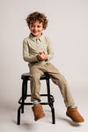 Jongens Longsleeve Polo Broc van Baje Studio in de kleur Green pistache in maat 134-140.