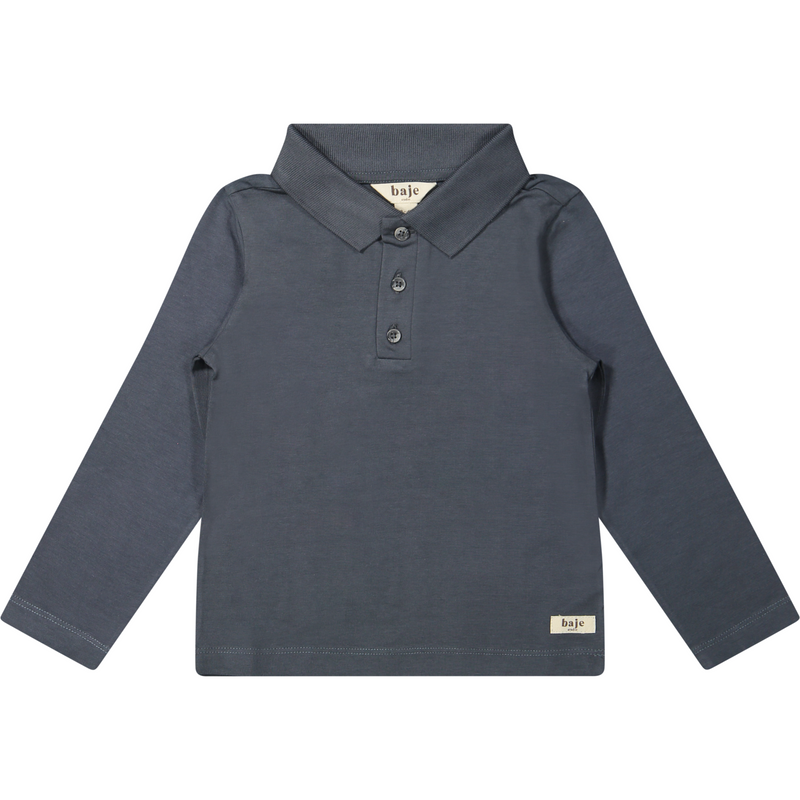 Jongens Longsleeve Polo Broc van Baje Studio in de kleur Blue vintage in maat 134-140.