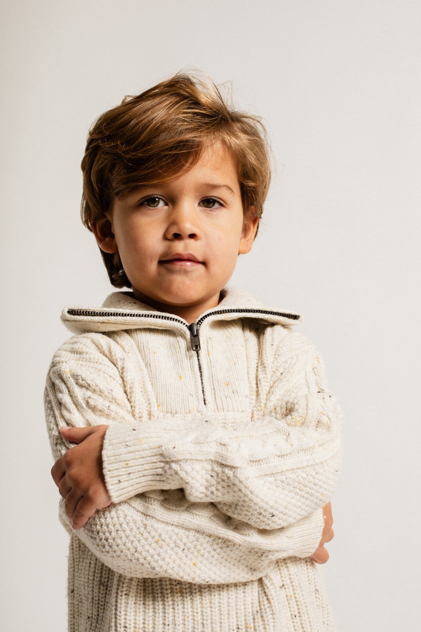 Jongens Sweater Knitwear Lenn van Baje Studio in de kleur Sand desert multicolor in maat 134-140.