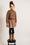 Meisjes Sweater Knitwear Cevio van Baje Studio in de kleur Brown cacao in maat 134-140.