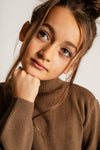 Meisjes Sweater Knitwear Cevio van Baje Studio in de kleur Brown cacao in maat 134-140.