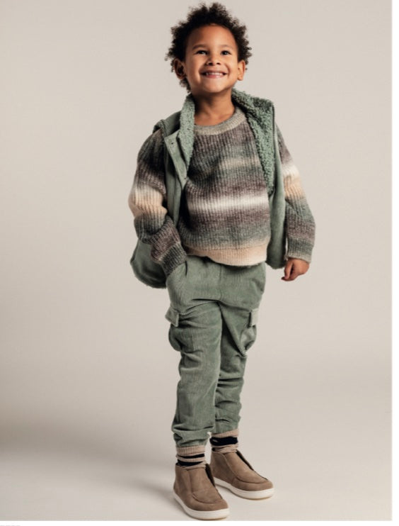 Jongens Sweater Knitwear Bern van Baje Studio in de kleur Grey melange multicolor in maat 134-140.