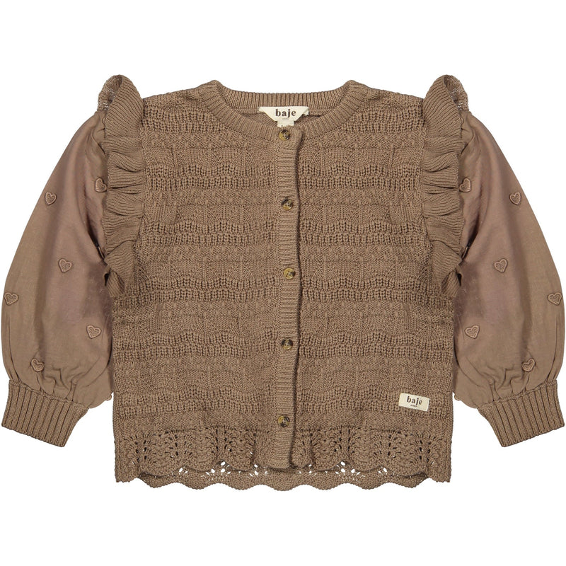Meisjes Cardigan Morgins van Baje Studio in de kleur Brown cacao in maat 134-140.