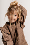 Meisjes Cardigan Morgins van Baje Studio in de kleur Brown cacao in maat 134-140.