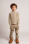 Jongens Pants Bercher oversized van Baje Studio in de kleur Green moss in maat 134-140.