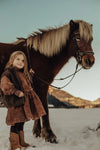 Jongens Bodywarmer Myso van Baje Studio in de kleur Brown choco in maat 134-140.