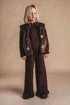 Meisjes Trousers wide leg Nikol van Baje Studio in de kleur Brown choco in maat 134-140.