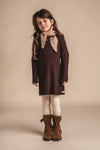 Meisjes Dress Longsleeve Norez van Baje Studio in de kleur Brown choco in maat 134-140.