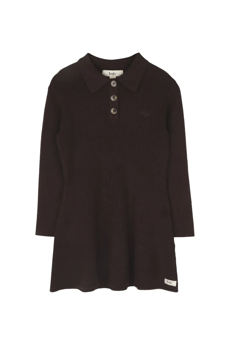 Meisjes Dress Longsleeve Norez van Baje Studio in de kleur Brown choco in maat 134-140.