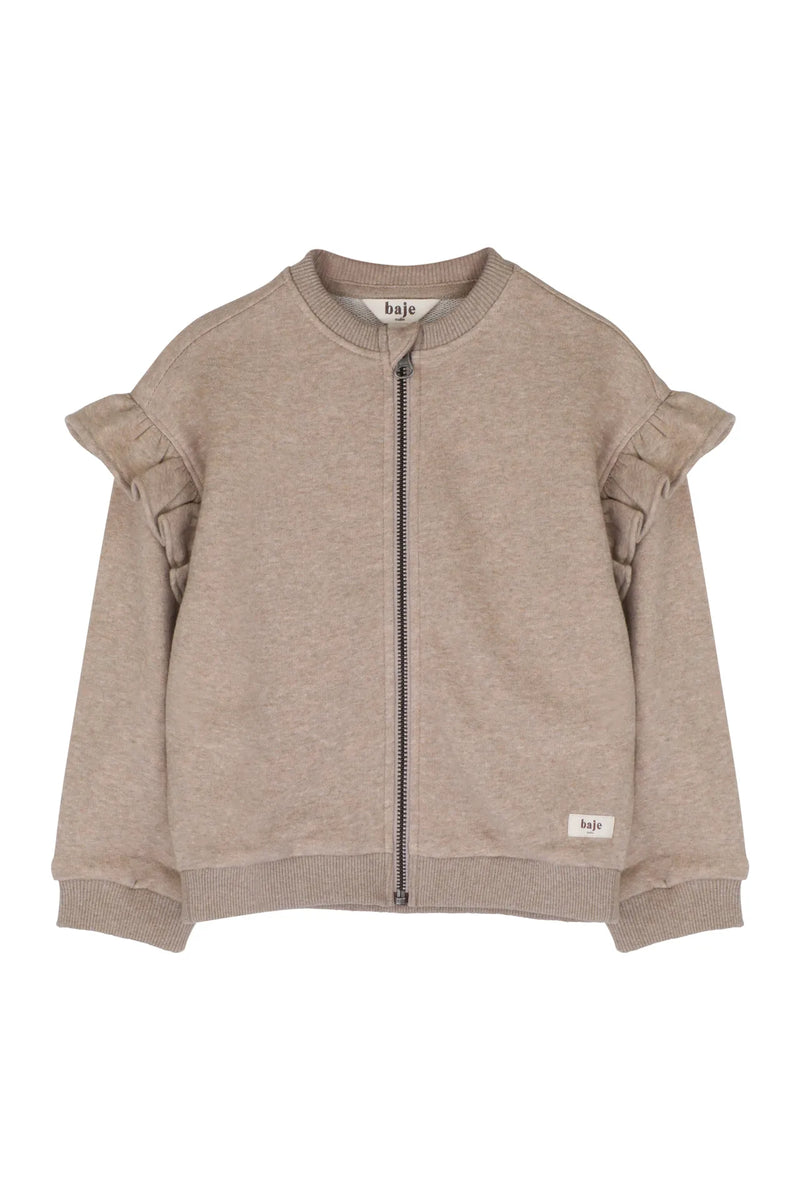 Meisjes Sweat Cardigan Vea van Baje Studio in de kleur Taupe light in maat 134-140.
