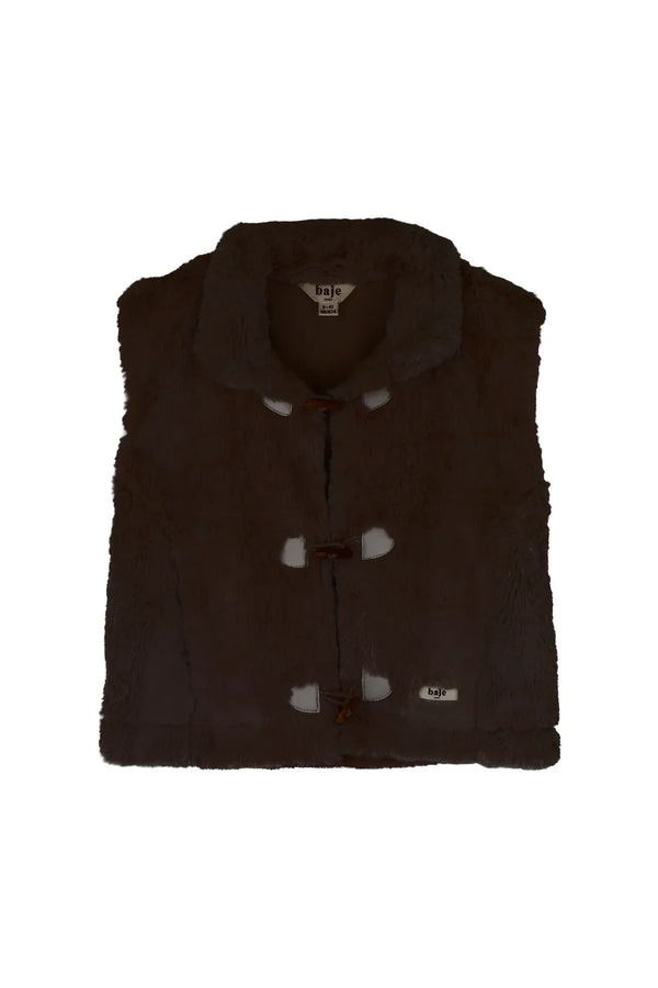 Meisjes Bodywarmer Meddox van Baje Studio in de kleur Brown choco in maat 134-140.