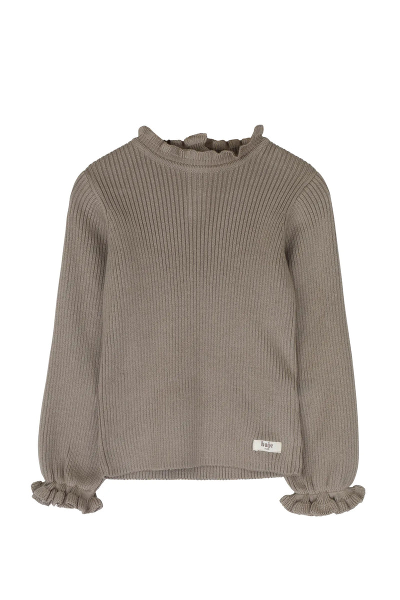 Meisjes Pullover Nula van Baje Studio in de kleur Taupe in maat 134-140.