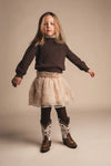 Meisjes Knitted sweater with collar Mai van Baje Studio in de kleur Brown choco in maat 134-140.