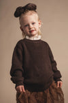 Meisjes Knitted sweater with collar Mai van Baje Studio in de kleur Brown choco in maat 134-140.