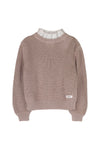 Meisjes Knitted sweater with collar Mai van Baje Studio in de kleur Rose cafe in maat 134-140.