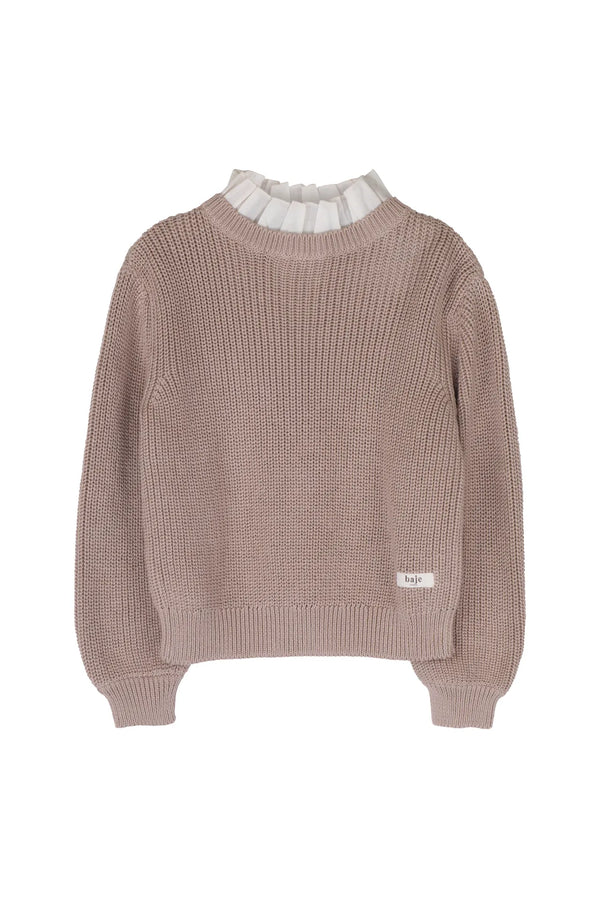 Meisjes Knitted sweater with collar Mai van Baje Studio in de kleur Rose cafe in maat 134-140.