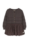Meisjes Dress longsleeve Yole van Baje Studio in de kleur Brown choco in maat 134-140.