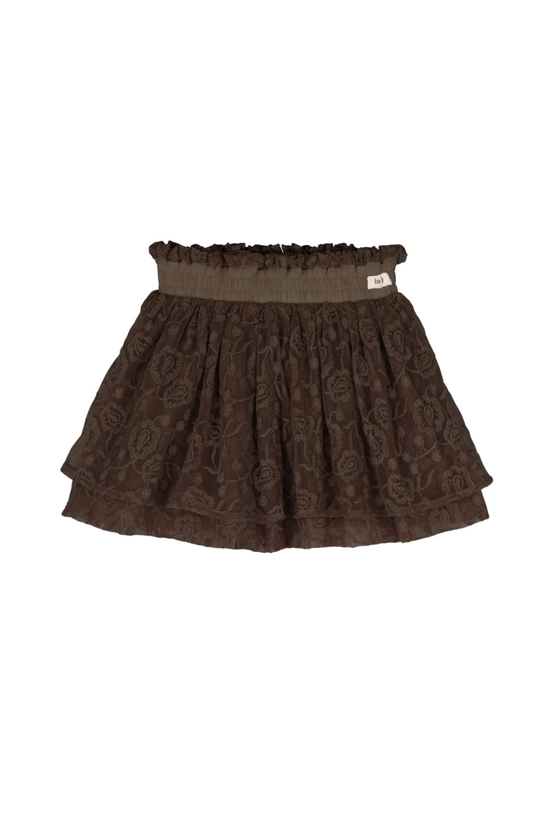 Meisjes Skirt Essie van Baje Studio in de kleur Brown choco in maat 134-140.