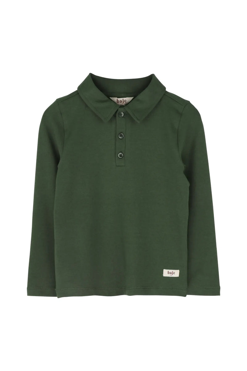 Jongens Polo longsleeve Nikolai van Baje Studio in de kleur Green agave in maat 134-140.