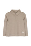 Jongens Polo longsleeve zipper Ferry van Baje Studio in de kleur Taupe light in maat 134-140.