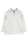 Jongens Polosweater with zipper Cooper van Baje Studio in de kleur White cloud in maat 134-140.