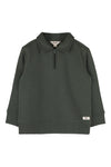 Jongens Polosweater with zipper Cooper van Baje Studio in de kleur Green agave in maat 134-140.