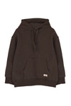 Jongens Hooded sweater Moose van Baje Studio in de kleur Brown choco in maat 134-140.