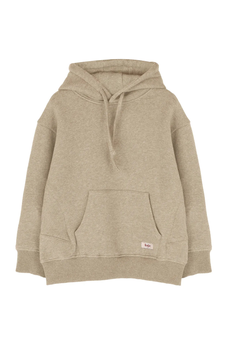 Jongens Hooded sweater Moose van Baje Studio in de kleur Taupe in maat 134-140.