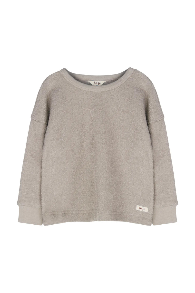 Jongens Sweater Yordin van Baje Studio in de kleur Taupe light in maat 134-140.