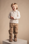 Jongens Pants Maeze van Baje Studio in de kleur Taupe in maat 134-140.