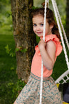 Meisjes Dress BABSQS241 van Quapi in de kleur AOP Green Graphic in maat 122-128.