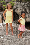 Meisjes Playsuit BETTYQS243 van Quapi in de kleur Soft Yellow in maat 122-128.