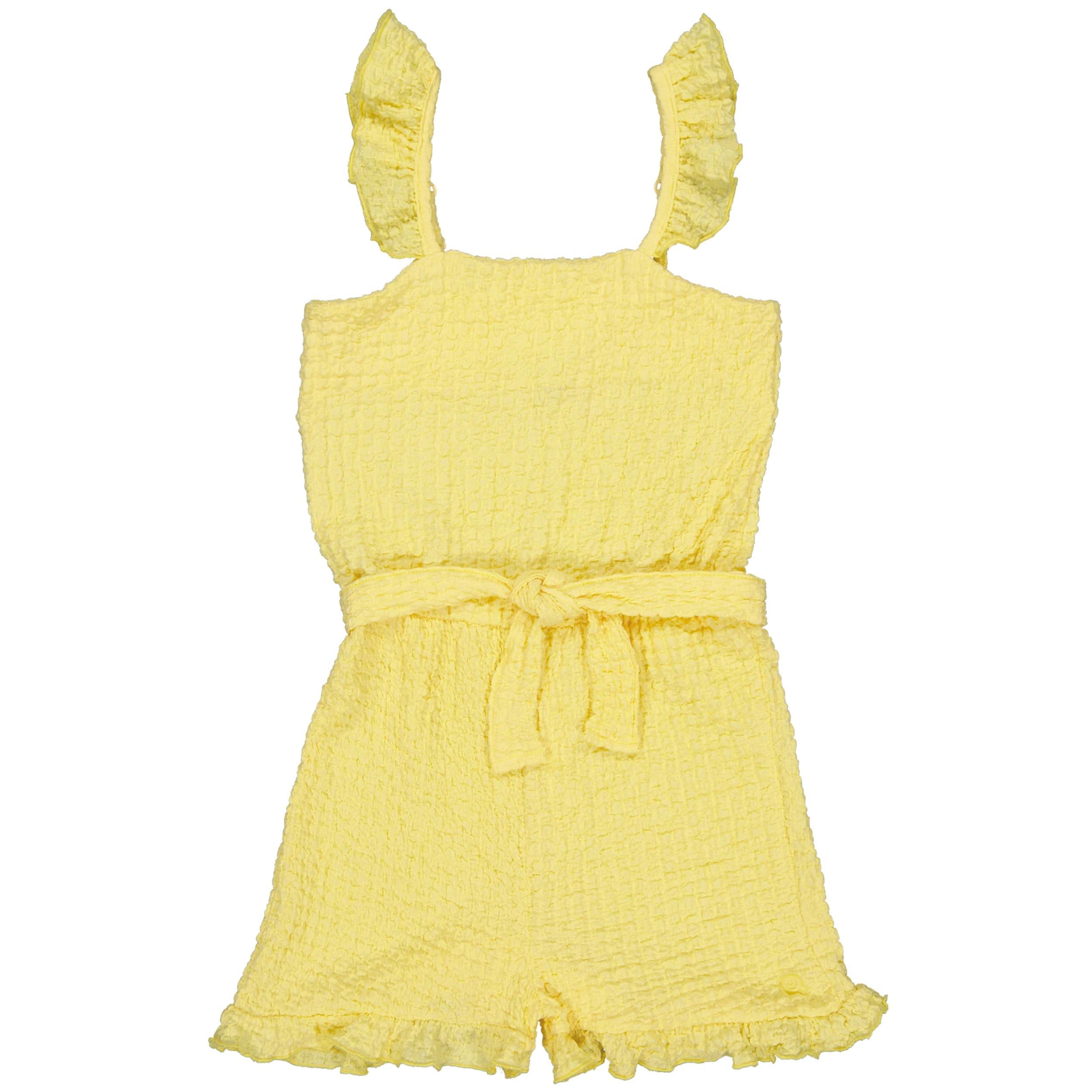 Meisjes Playsuit BETTYQS243 van Quapi in de kleur Soft Yellow in maat 122-128.
