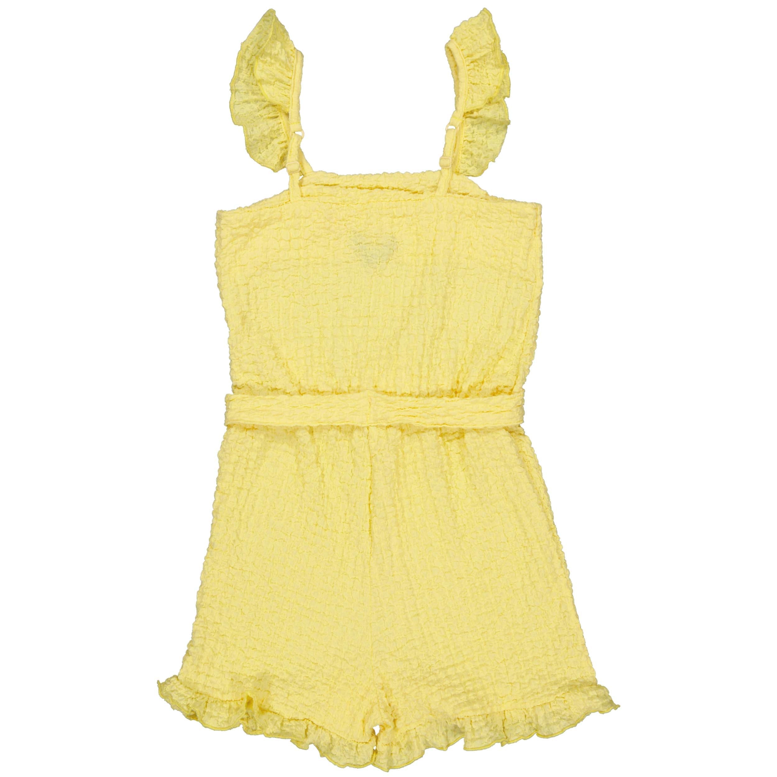 Meisjes Playsuit BETTYQS243 van Quapi in de kleur Soft Yellow in maat 122-128.