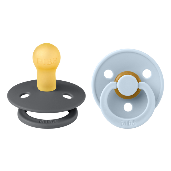 BIBS - Colour speen in 2 stuks verpakking Iron/Baby Blue - Bubbles & Bo