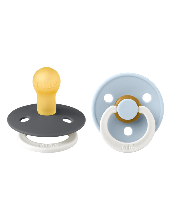 BIBS - Colour speen in 2 stuks verpakking Iron / Baby Blue NIGHT - Bubbles & Bo